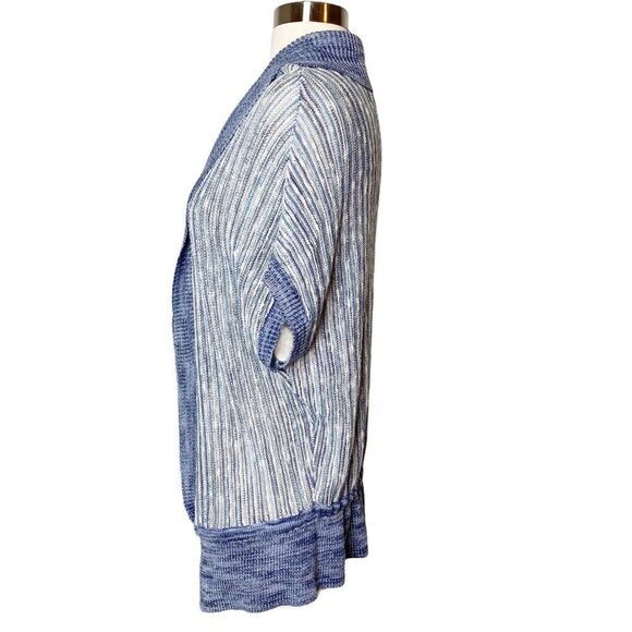 Lucky Brand XS Marled Blue Knit Short Sleeve Cardigan Sweater - Picture 3 of 10